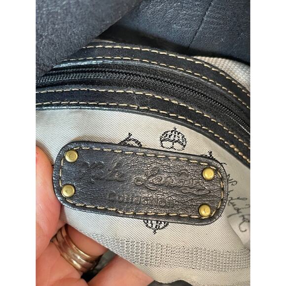 Kate Landry Black Leather Shoulder Bag Buckle Boho Purse - Picture 5 of 11